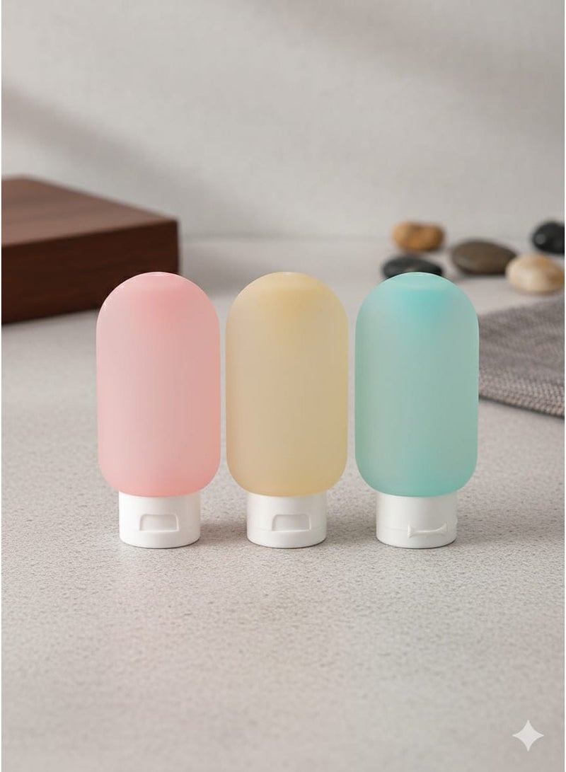 زجاجات سفر قابلة لإعادة التعبئة مع استيكرز تعريف المحتوى – محكمة الغلق لتنظيم العناية الشخصية والسفر - Image 1